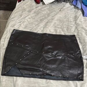 Black Leather Studded Skirt